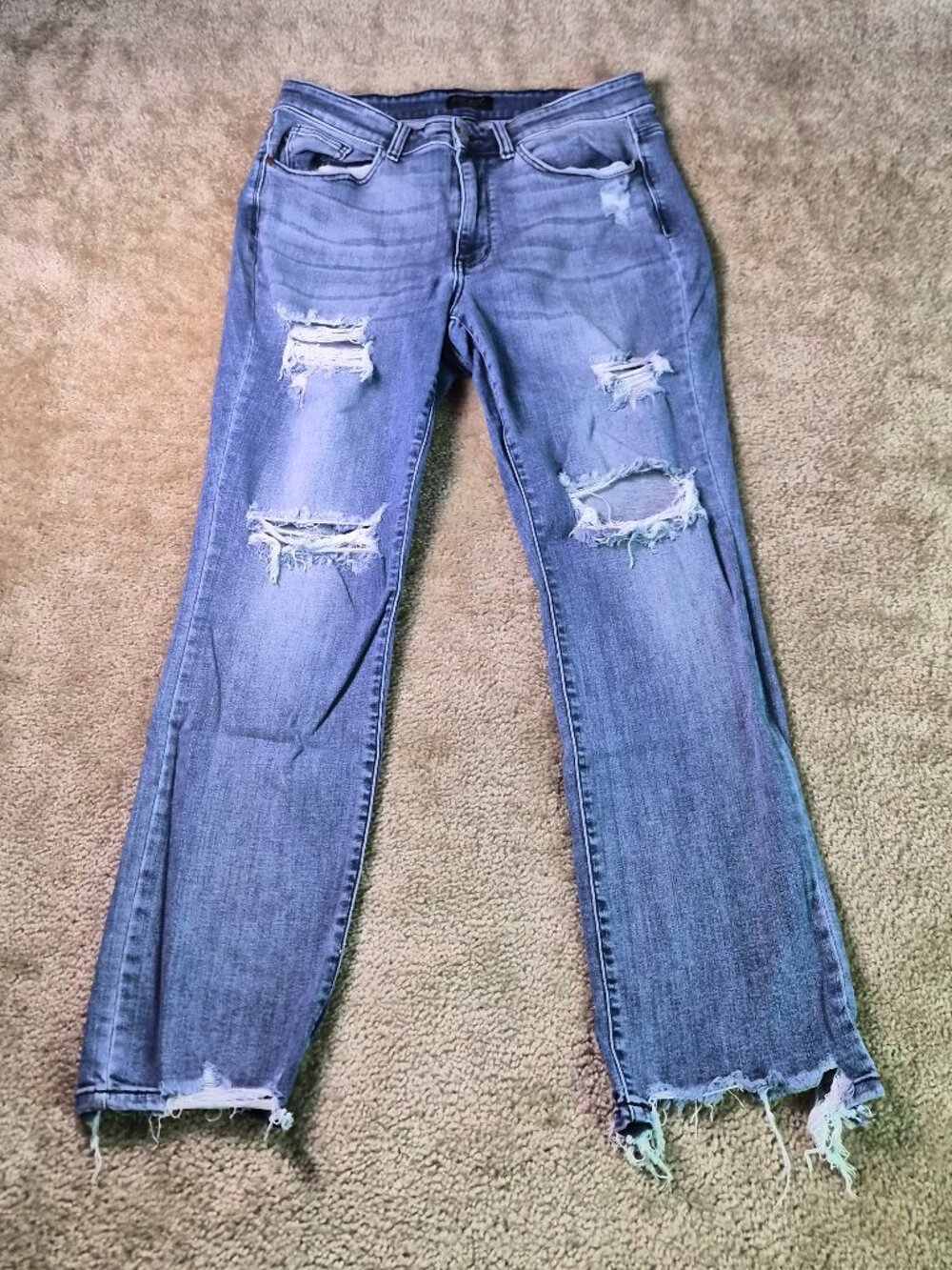 Judy Blue Distressed Light Blue Straight Leg Jeans